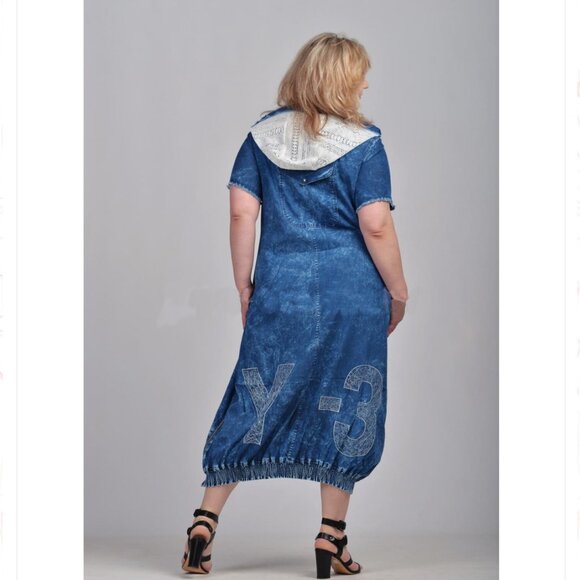 NWT M’ De Pompadour Oversized Denim Dress. Artistry Details Size 18 - Picture 2 of 16